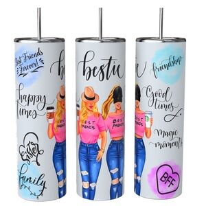 BESTIE/ BFF/SISTERS 20oz SUBLIMATED STAINLESS STEEL DOUBLE WALL INSULTED TUMBLER